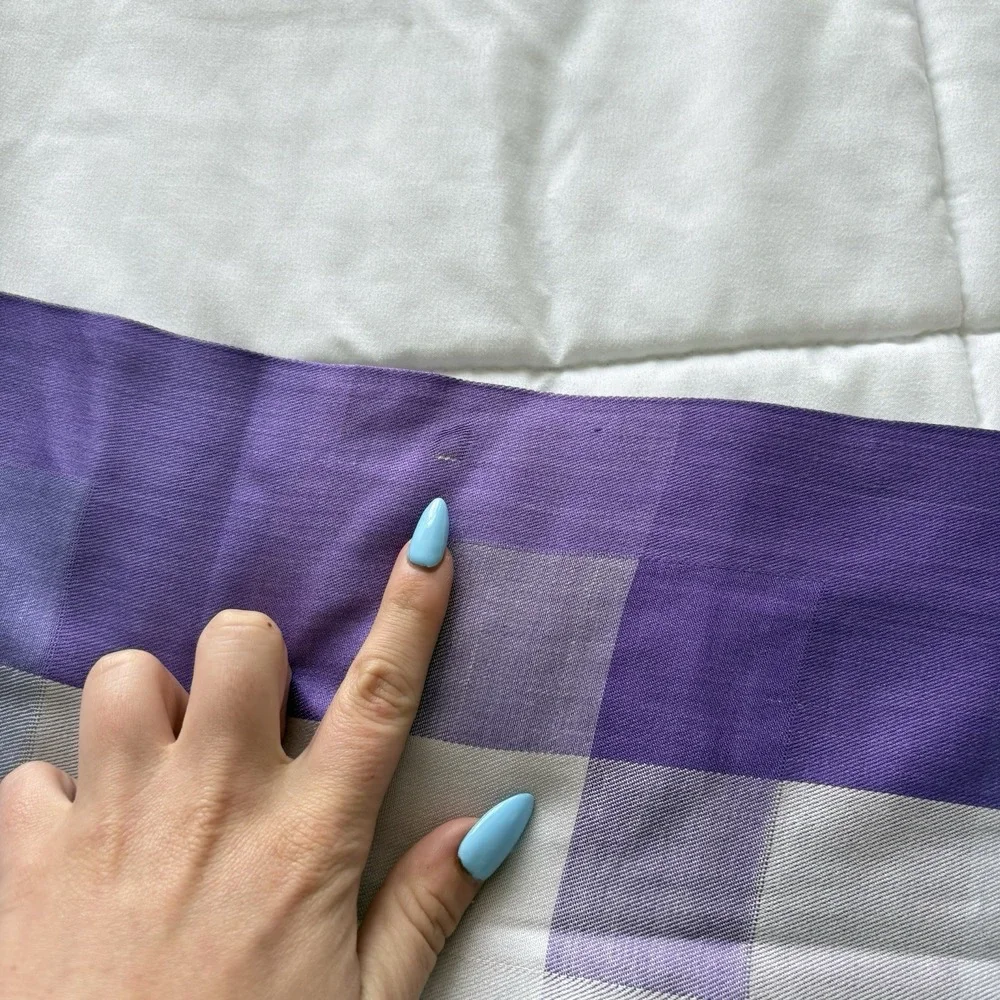 Vintage Purple Plaid 100% Silk Rectangle Scarf 22.5x75 Quiet Luxury Whimsy Fairy